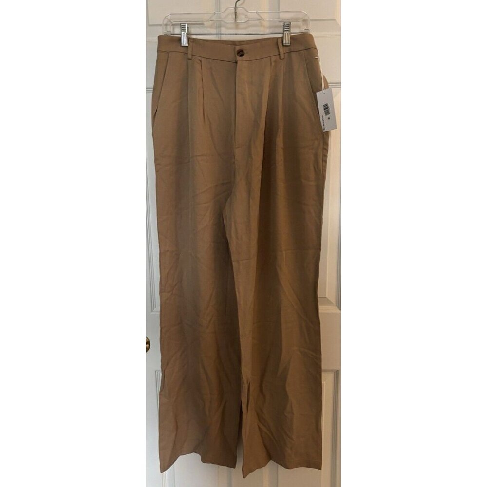 REFORMATION Mason Pant Tan Pleated Pockets Wide Leg Trousers Sz 10 Workwear NWT